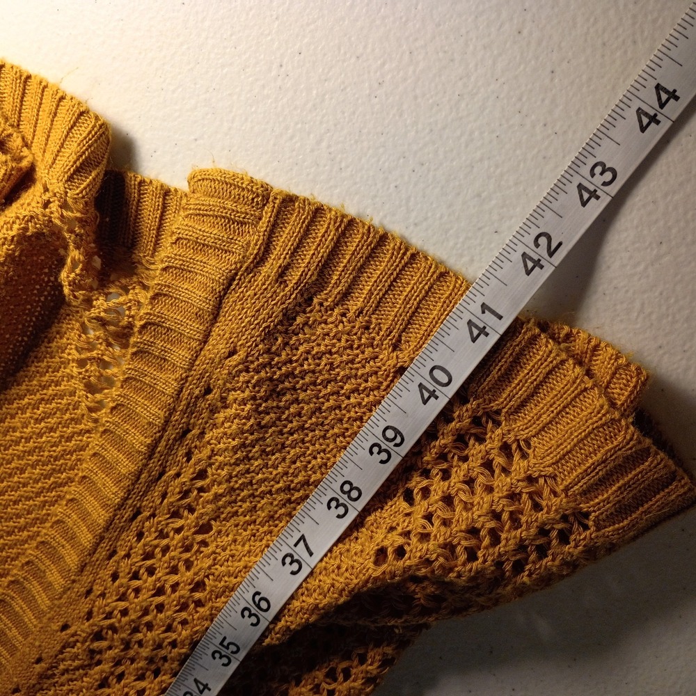 Serendipity by Victoria Mustard Yellow Open Knit Longline Cardigan Sweater Med - Picture 5 of 5